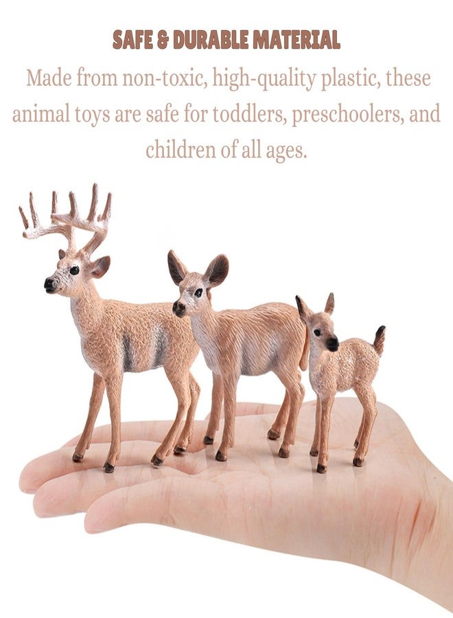 MALLEXO Deer Family Animal Toy for Kids | 6 PCS Realistic Wild Forest Animals Cute Deers Miniatures Action Figurines Toys for Boys and Girls Birthday Gifts for Children | Decoration & Educational Item - Image 2